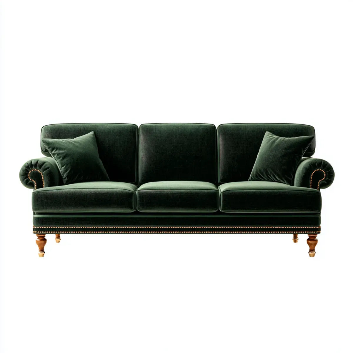 3-Sitzer Sofa Dunkelgrün 220 x 90 x 85 cm mit Polyester-Samtbezug und Massivholzbeinen