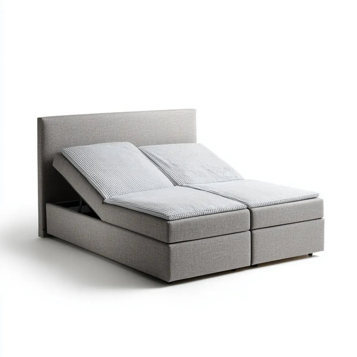 Elektrisches Doppelbett Grau 180 x 200 cm mit 2 verstellbaren Matratzen Polyester Rechteckig