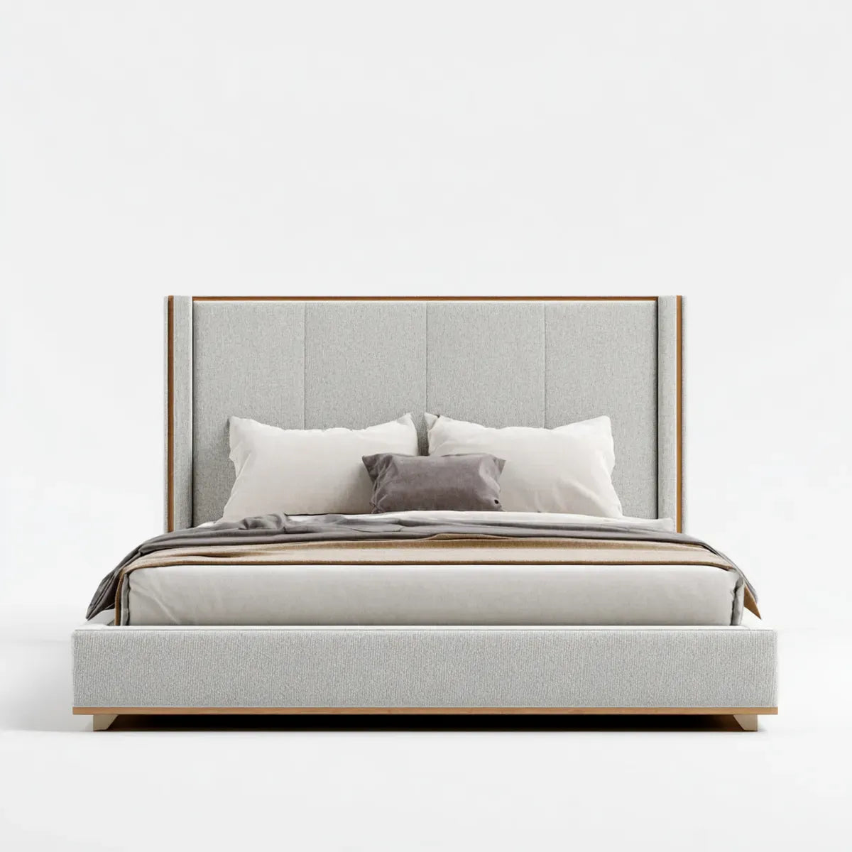 Polsterbett Doppelbett Hellgrau 180 x 200 cm Polyester Rechteckig