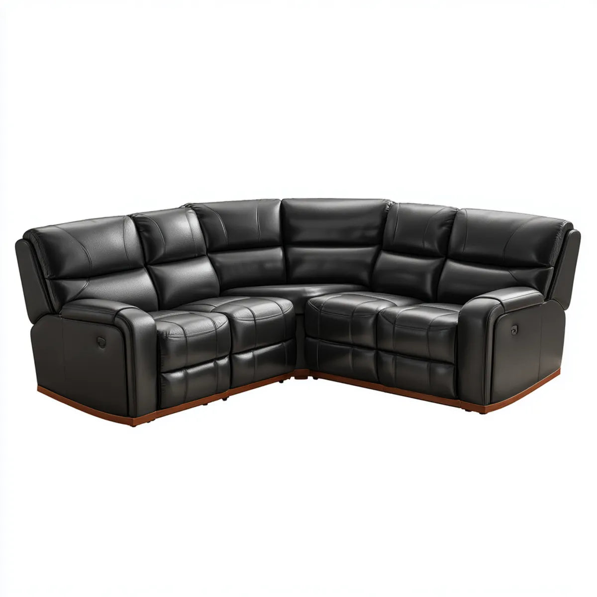 Manuelles Ecksofa mit Relaxfunktion Schwarz aus PU-Kunstleder L-Form 280 x 220 x 102 cm