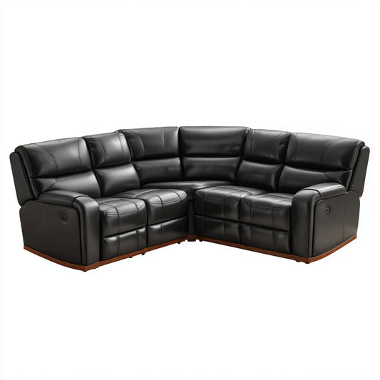Manuelles Ecksofa mit Relaxfunktion Schwarz aus PU-Kunstleder L-Form 280 x 220 x 102 cm