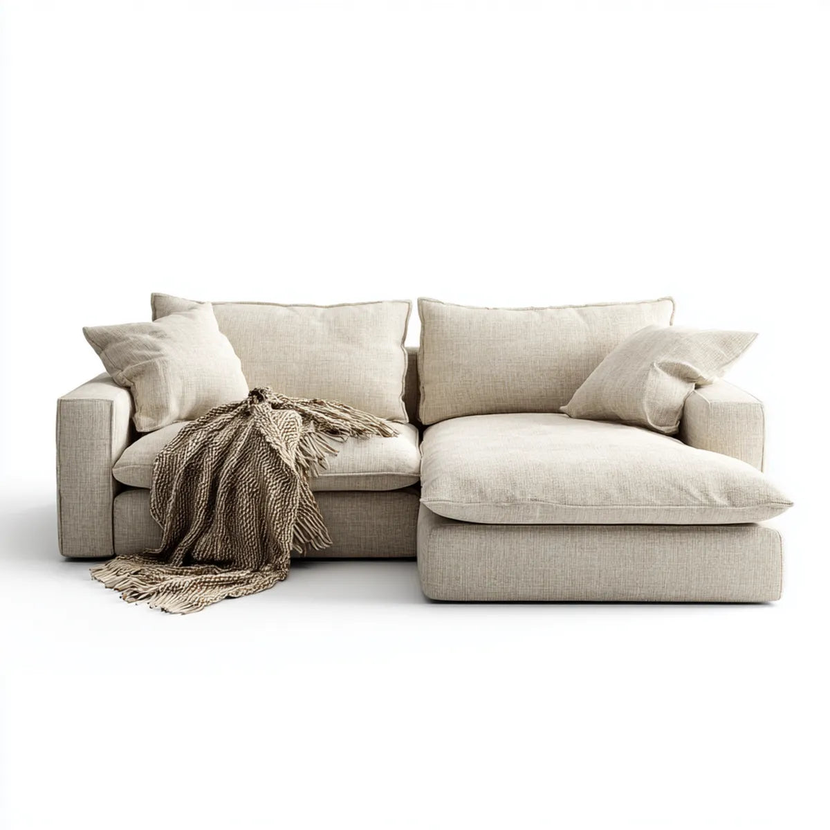 Ecksofa mit Recamiere rechts Beige 280 x 170 x 85 cm Polyester L-Form