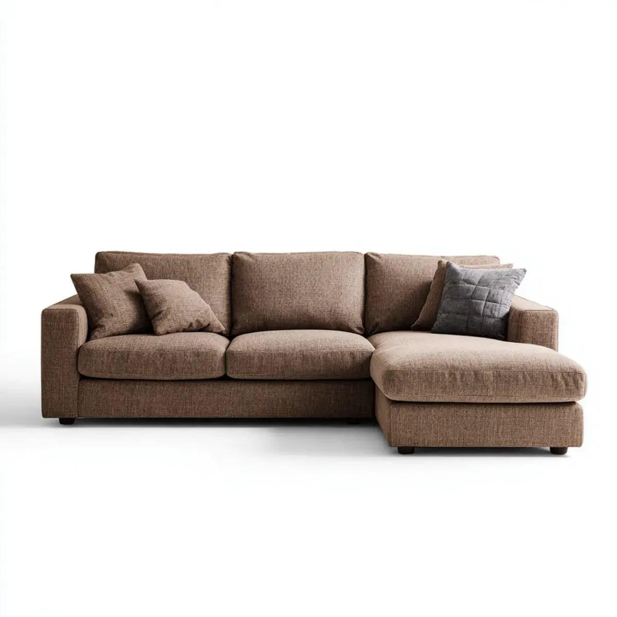 Ecksofa mit Recamiere rechts Braun 260 x 160 cm Polyester L-Form