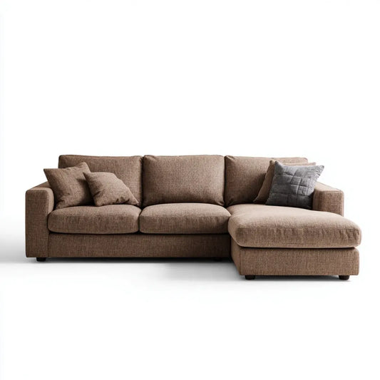 Ecksofa mit Recamiere rechts Braun 260 x 160 cm Polyester L-Form