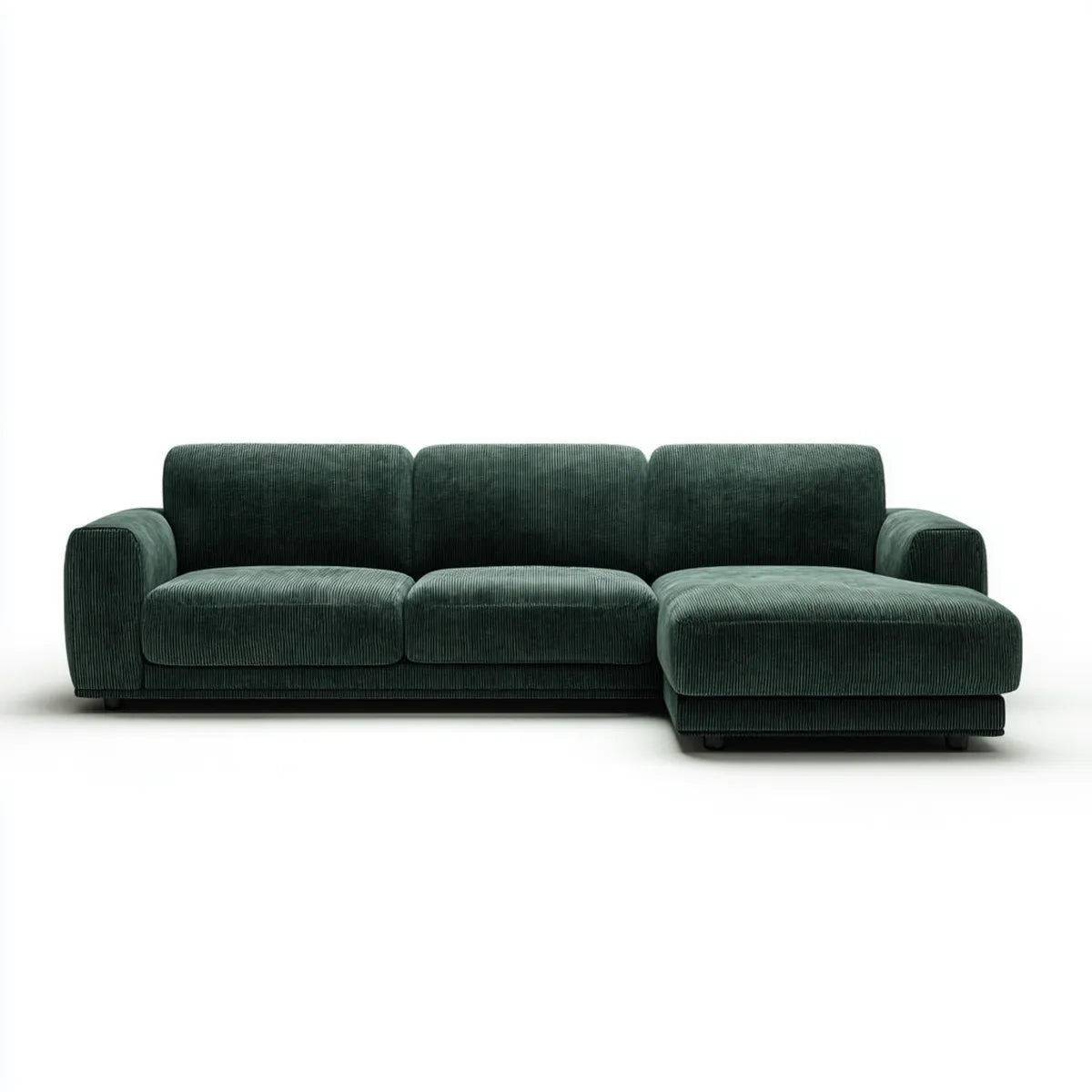 Ecksofa mit Recamiere rechts Dunkelgrün 260 x 160 x 78 cm Polyester-Cord L-Form