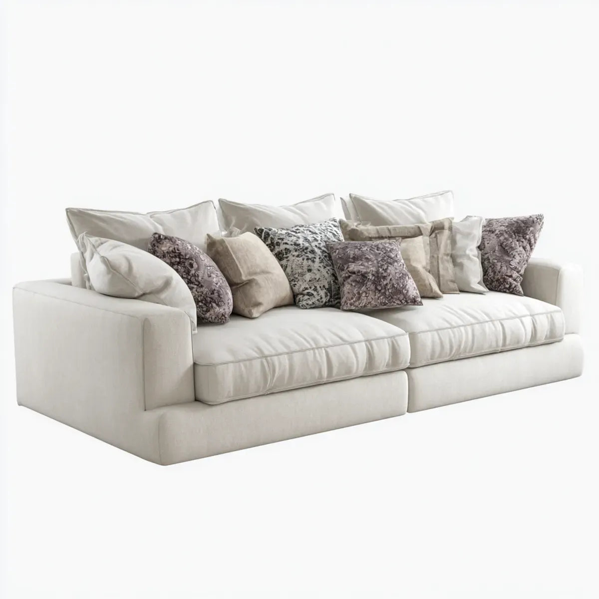 3-Sitzer Sofa Cremeweiß 260 x 105 x 82 cm Polyester Rechteckig