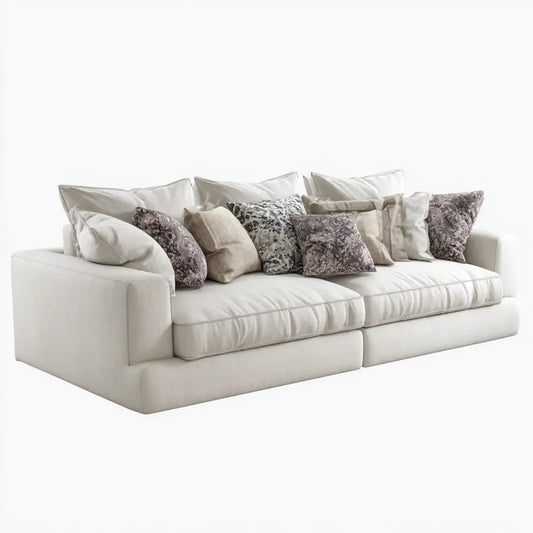 3-Sitzer Sofa Cremeweiß 260 x 105 x 82 cm Polyester Rechteckig