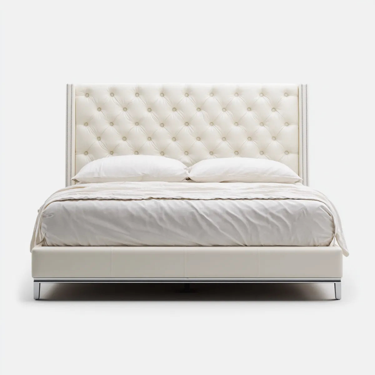 Polsterbett Doppelbett Creme 180 x 200 cm PU-Kunstleder rechteckig