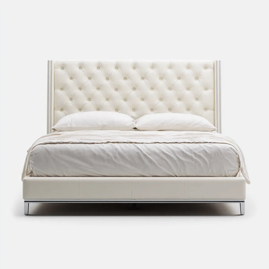 Polsterbett Doppelbett Creme 180 x 200 cm PU-Kunstleder rechteckig