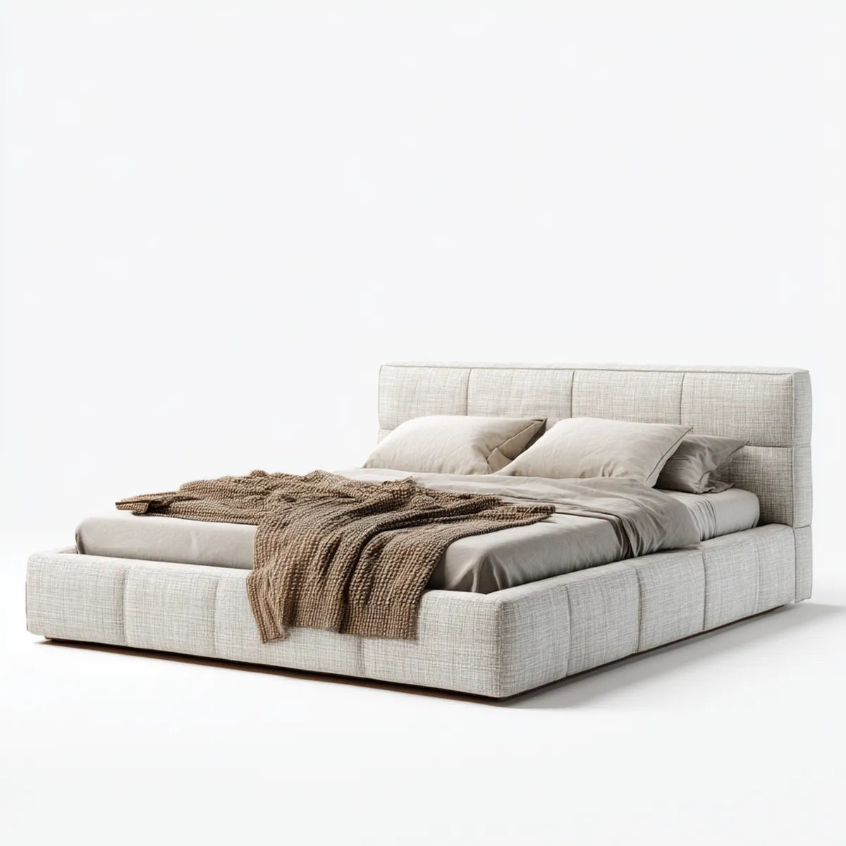 Polsterbett Doppelbett Beige 180 x 200 cm Polyester Rechteckig