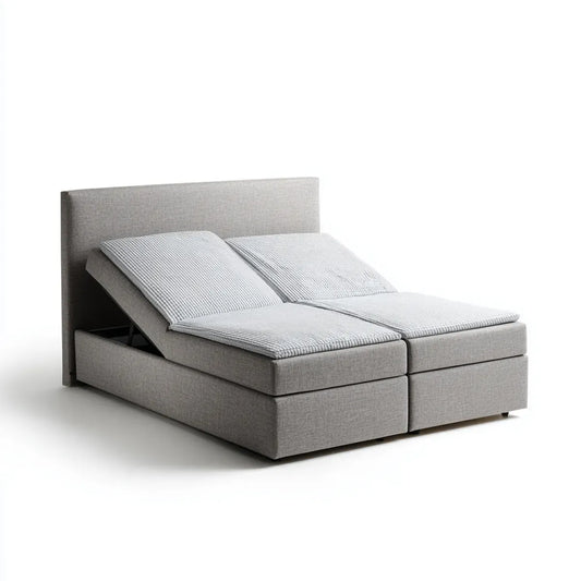 Elektrisches Doppelbett Grau 180 x 200 cm mit 2 verstellbaren Matratzen Polyester Rechteckig