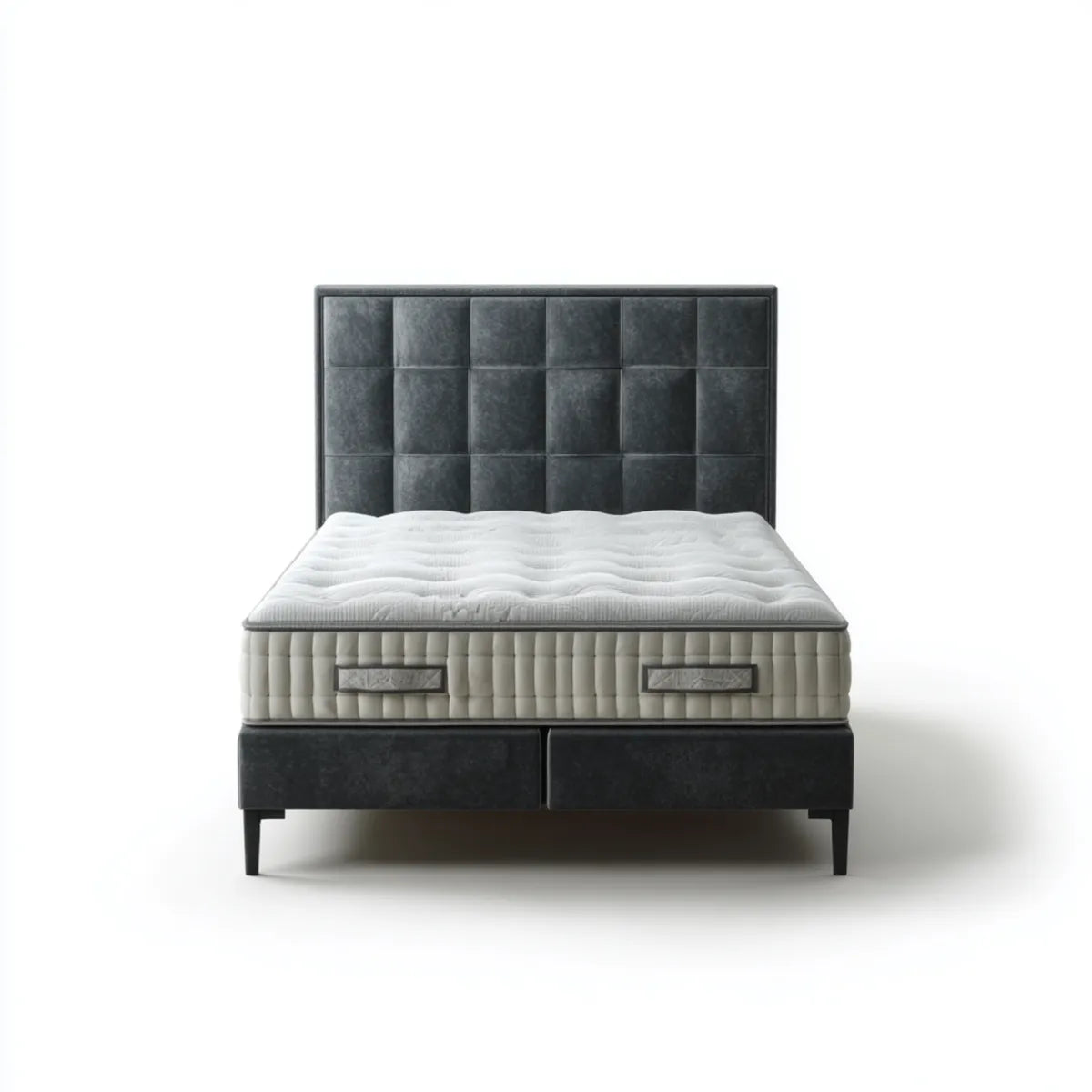 Boxspringbett Doppelbett Schwarz 180 x 200 cm mit PU-Bezug und Taschenfederkernmatratze Rechteckig
