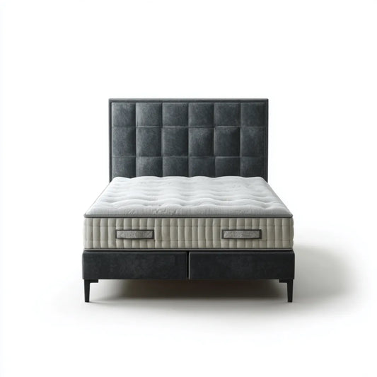 Boxspringbett Doppelbett Schwarz 180 x 200 cm mit PU-Bezug und Taschenfederkernmatratze Rechteckig